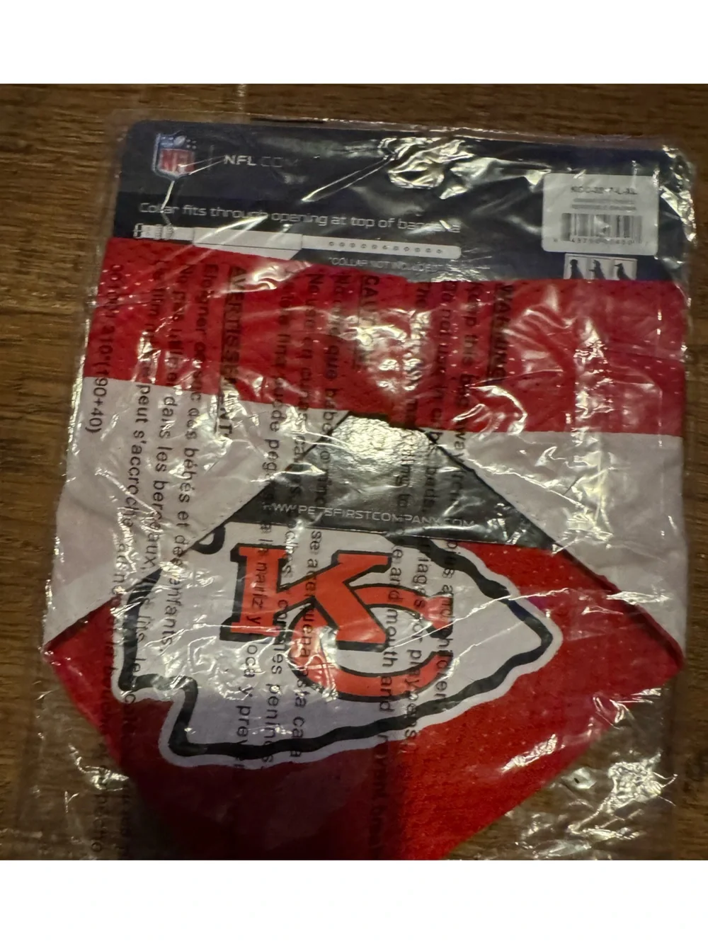 Kansas City Chiefs Reversible Dog Bandana NEW L-XL Dog hook 2 collar perfect fit